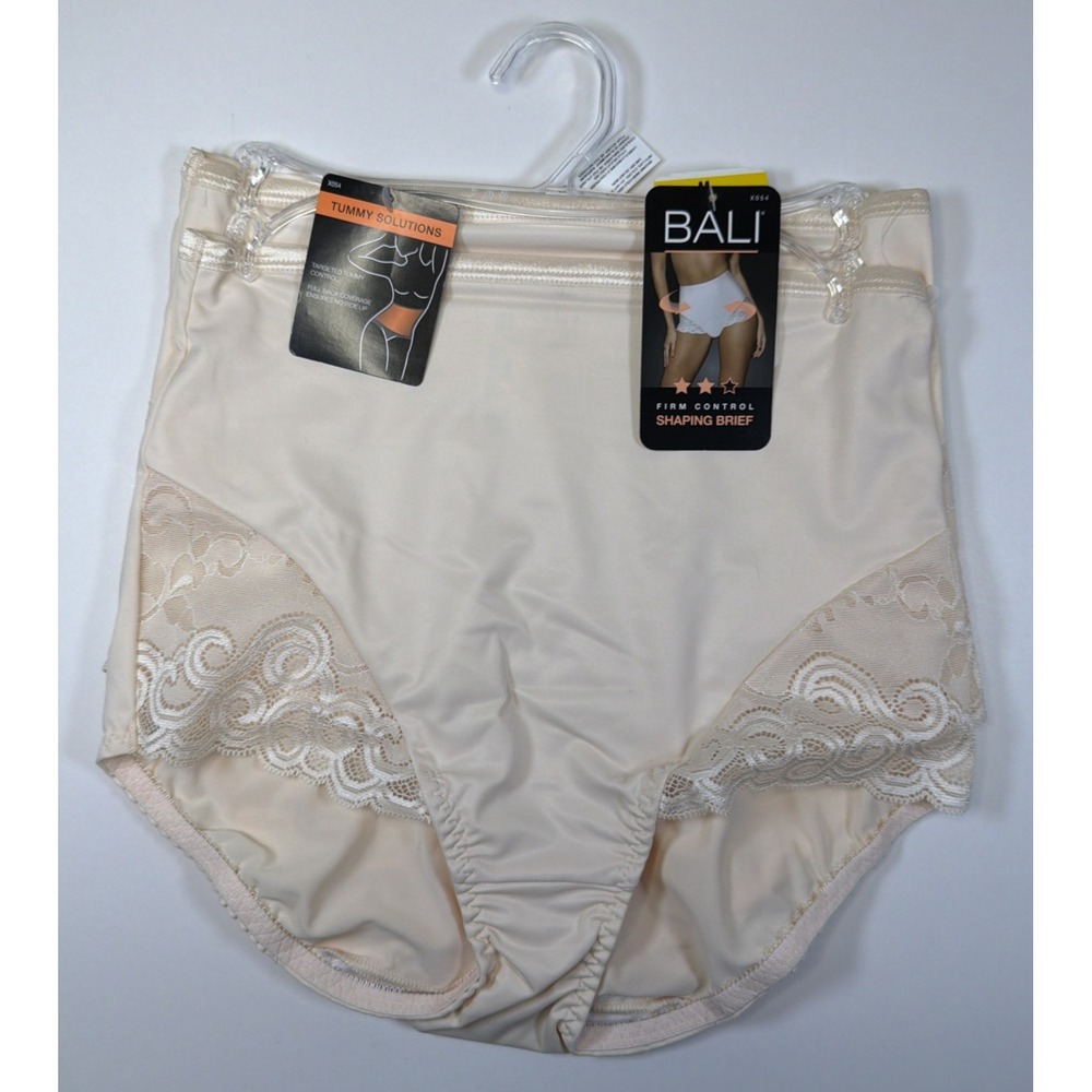 Bali Women's Shaping Brief Firm Control Beige Shapewear Nylon DFX054 Med 2 Pair